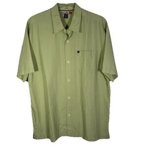 Y2K Quicksilver Men's XL Button Down Short Sleeve Green Plaid Shirt